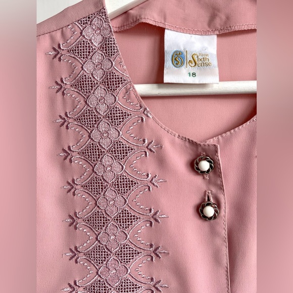 C&A Vintage Blouse UK 18 Pink/Cottagecore/Royalcore/Ethereal/Fairycore/Angelcore - Picture 4 of 11